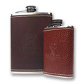 Full Grain Leather Wrapped Stainless 8 Oz. Flask